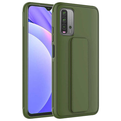 Xiaomi Redmi 9T Kılıf Zore Qstand Kapak Koyu Yeşil