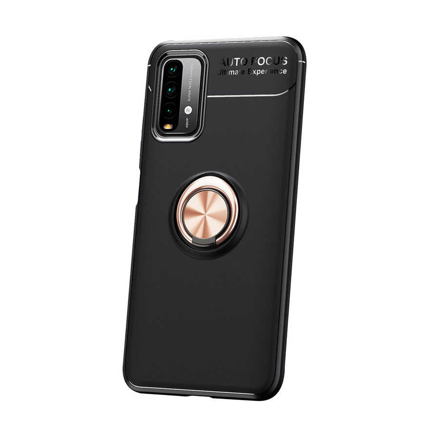 Xiaomi Redmi 9T Kılıf Zore Ravel Silikon Kapak Siyah-Rose Gold