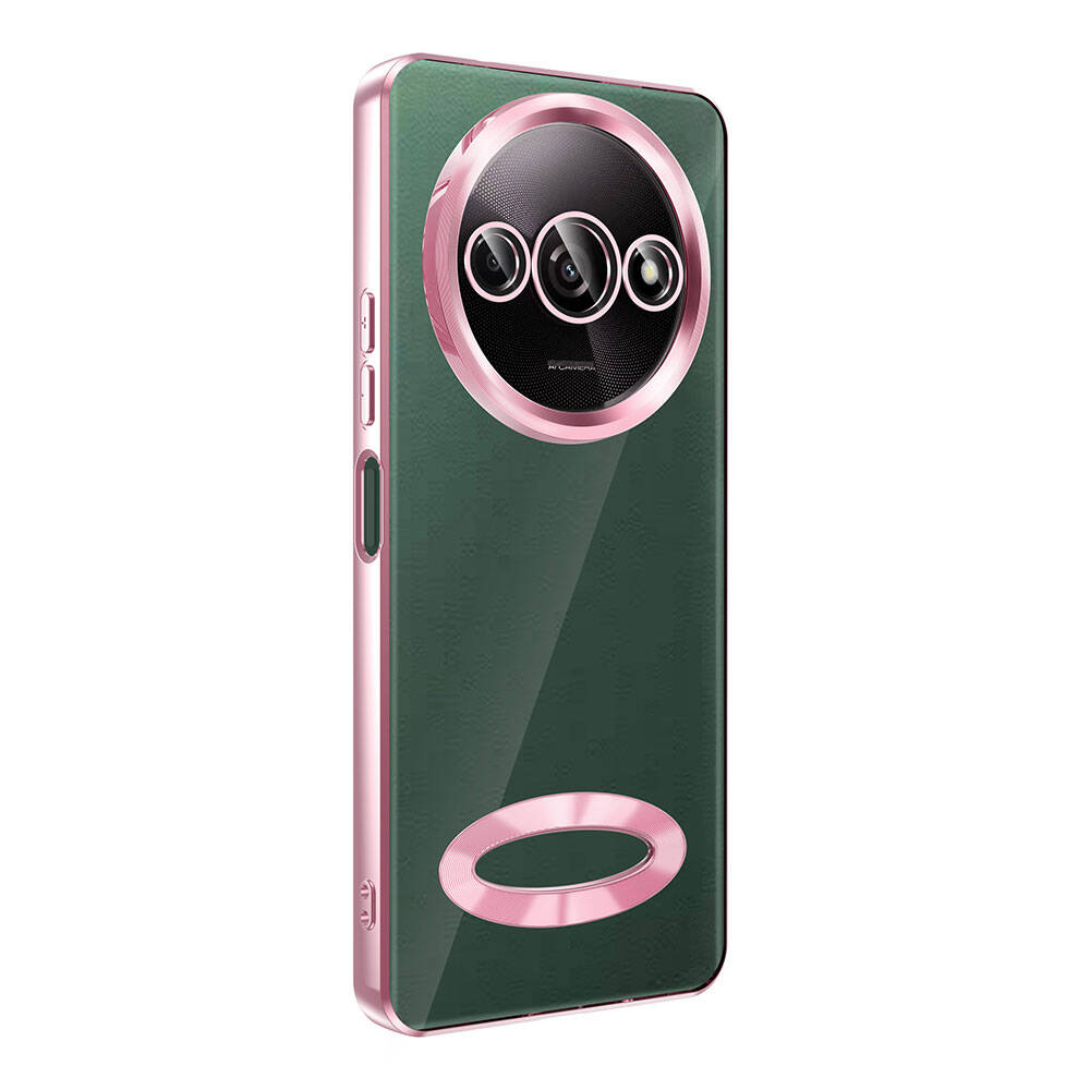 Xiaomi Redmi A3 4G 2024 Kılıf Kamera Korumalı Logo Gösteren Zore Omega Kapak Gold