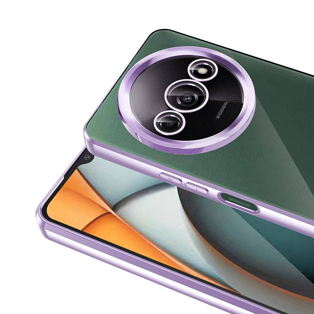 Xiaomi Redmi A3 4G 2024 Kılıf Kamera Korumalı Logo Gösteren Zore Omega Kapak Derin Mor