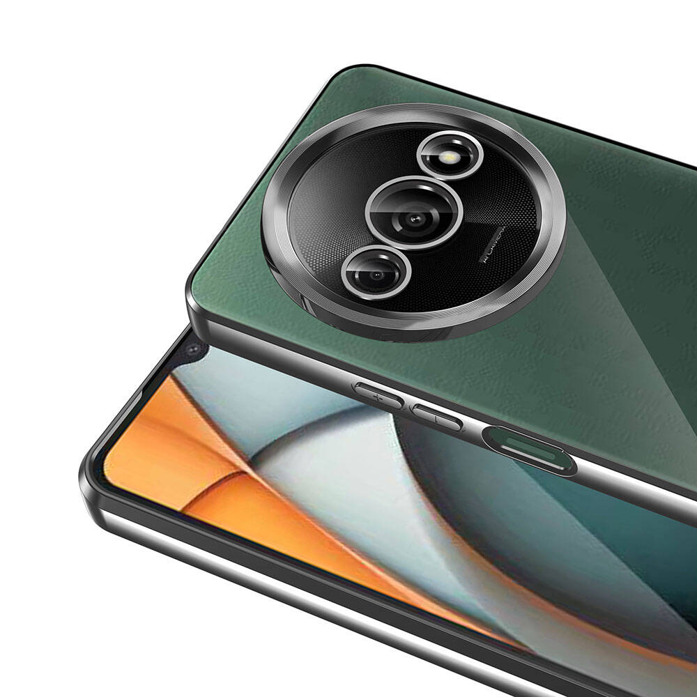 Xiaomi Redmi A3 4G 2024 Kılıf Kamera Korumalı Logo Gösteren Zore Omega Kapak Gümüş