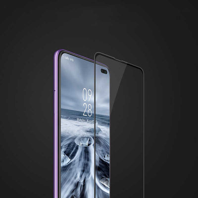 Xiaomi Redmi K30 Zore Kenarları Kırılmaya Dayanıklı Cam Ekran Koruyucu Siyah