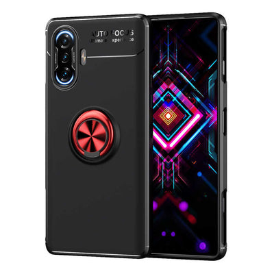 Xiaomi Redmi K40 Gaming Kılıf Zore Ravel Silikon Kapak Siyah-Kırmızı