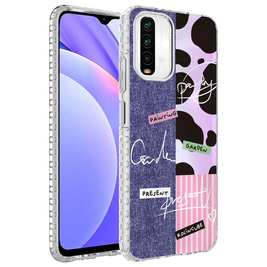 Xiaomi Redmi Note 10 Kılıf Airbag Kenarlı Renkli Desenli Silikon Zore Elegans Kapak NO8