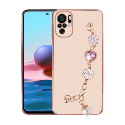 Xiaomi Redmi Note 10 Kılıf El Tutamaçlı Kamera Korumalı Zore Taka Silikon Kapak Pembe