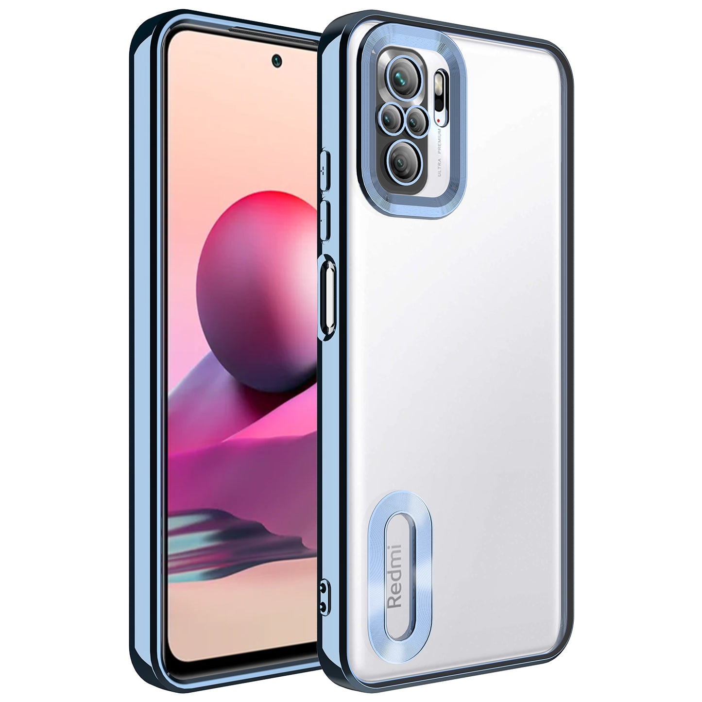 Xiaomi Redmi Note 10 Kılıf Kamera Korumalı Logo Gösteren Zore Omega Kapak Sierra Mavi