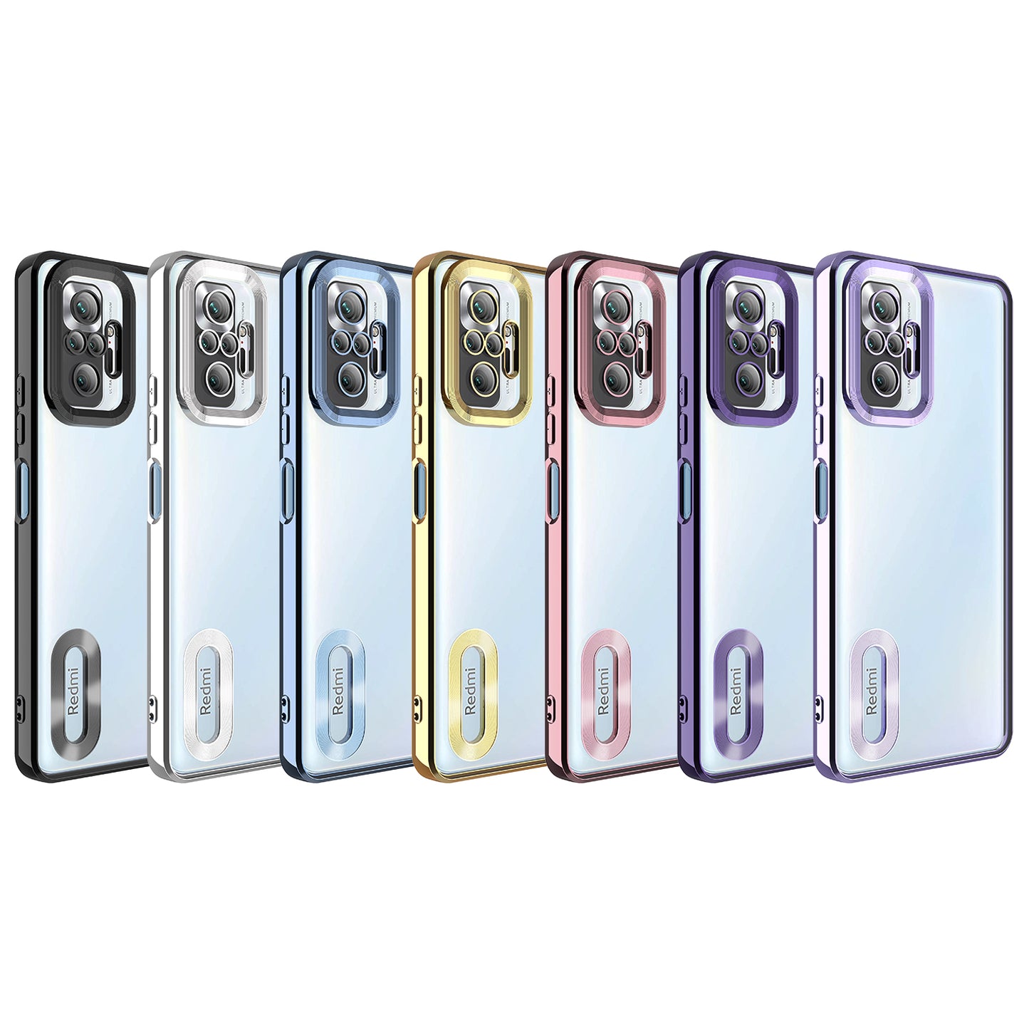 Xiaomi Redmi Note 10 Pro Kılıf Kamera Korumalı Logo Gösteren Zore Omega Kapak Rose Gold