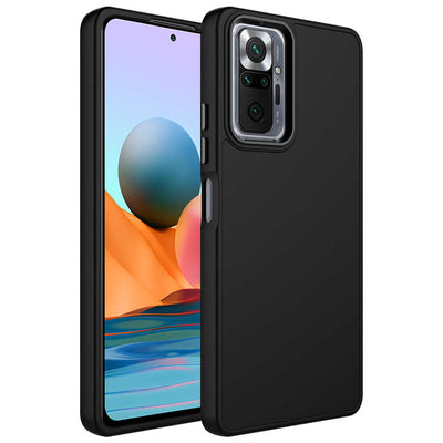 Xiaomi Redmi Note 10 Pro Kılıf Metal Çerçeve ve Buton Tasarımlı Silikon Zore Luna Kapak
