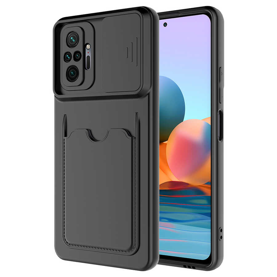 Xiaomi Redmi Note 10 Pro Kılıf Zore Kartix Kapak Siyah