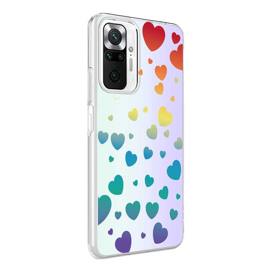 Xiaomi Redmi Note 10 Pro Kılıf Zore M-Blue Desenli Kapak Heart No3