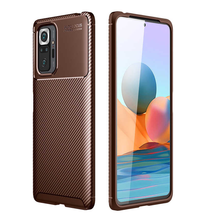 Xiaomi Redmi Note 10 Pro Kılıf Zore Negro Silikon Kapak Kahverengi