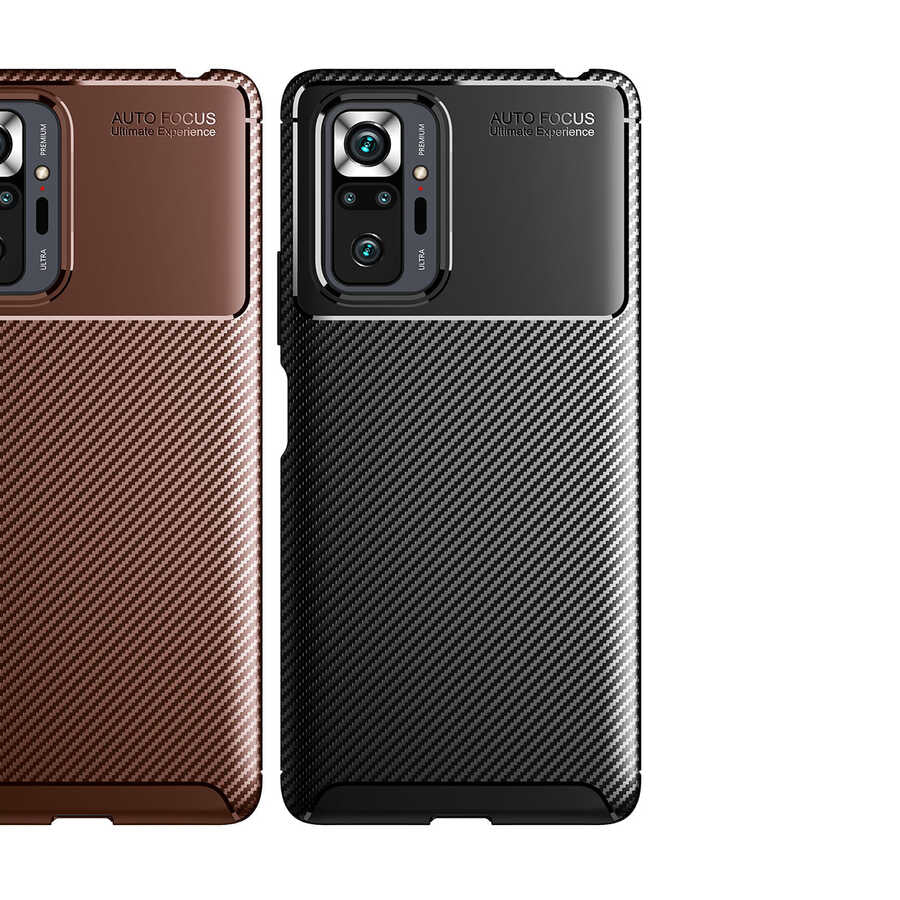 Xiaomi Redmi Note 10 Pro Kılıf Zore Negro Silikon Kapak Kahverengi