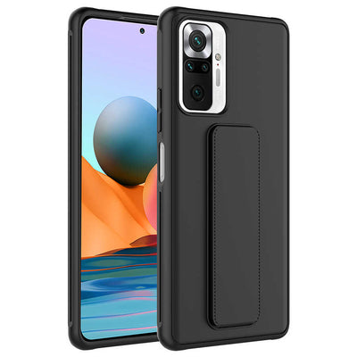 Xiaomi Redmi Note 10 Pro Kılıf Zore Qstand Kapak Siyah