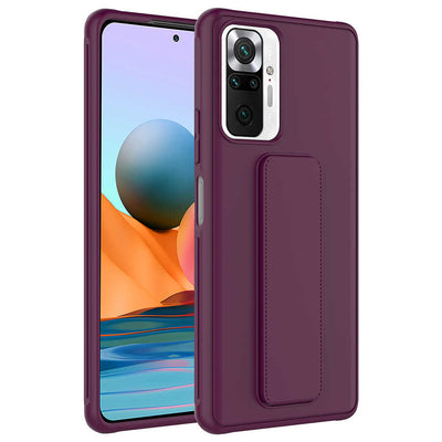 Xiaomi Redmi Note 10 Pro Kılıf Zore Qstand Kapak Mürdüm