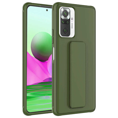 Xiaomi Redmi Note 10 Pro Kılıf Zore Qstand Kapak Koyu Yeşil