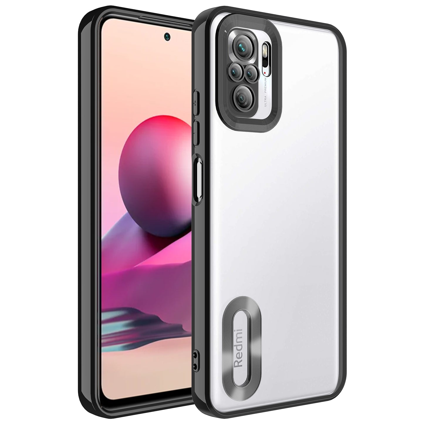 Xiaomi Redmi Note 10S Kılıf Kamera Korumalı Logo Gösteren Zore Omega Kapak Siyah