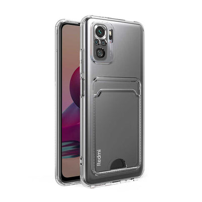 Xiaomi Redmi Note 10S Kılıf Kartlıklı Şeffaf Zore Setra Clear Silikon Kapak Renksiz
