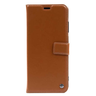 Xiaomi Redmi Note 10S Kılıf Zore Kar Deluxe Kapaklı Kılıf Kahverengi
