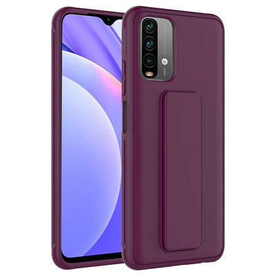 Xiaomi Redmi Note 10S Kılıf Zore Qstand Kapak Mürdüm