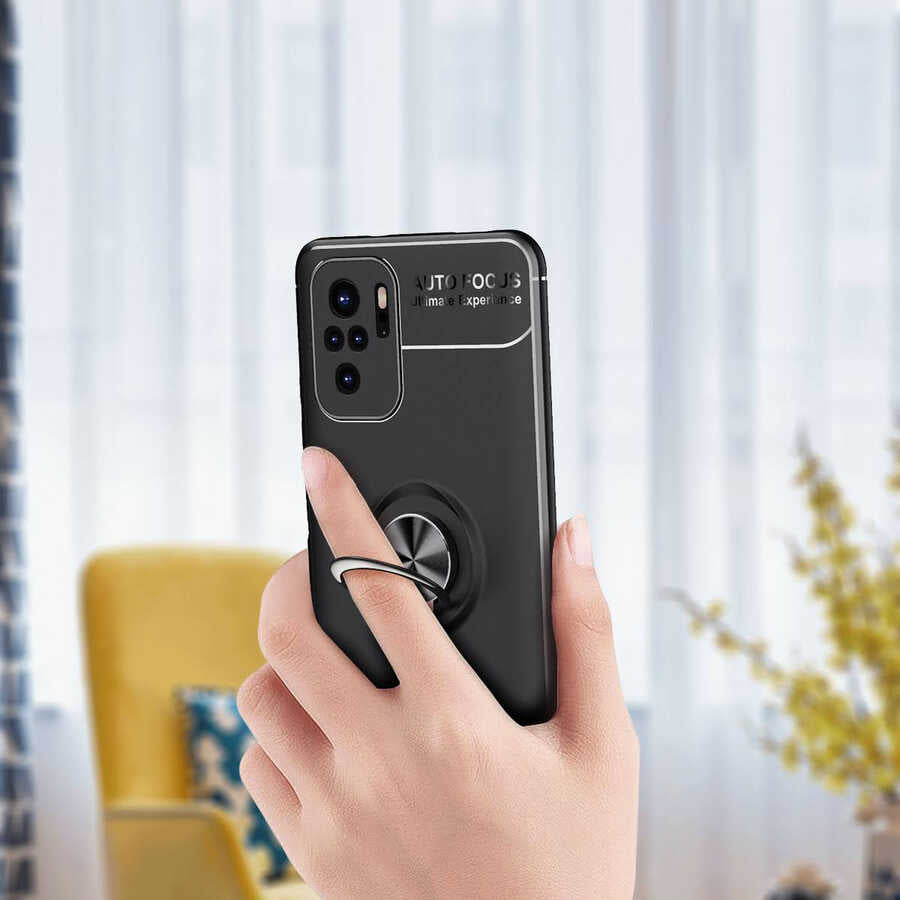 Xiaomi Redmi Note 10S Kılıf Zore Ravel Silikon Kapak Siyah-Mavi