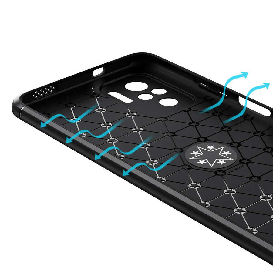 Xiaomi Redmi Note 10S Kılıf Zore Ravel Silikon Kapak Siyah-Mavi