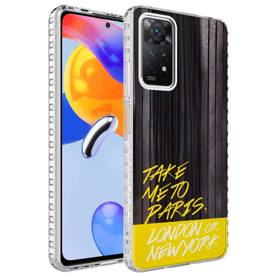 Xiaomi Redmi Note 11 Global Kılıf Airbag Kenarlı Renkli Desenli Silikon Zore Elegans Kapak NO3