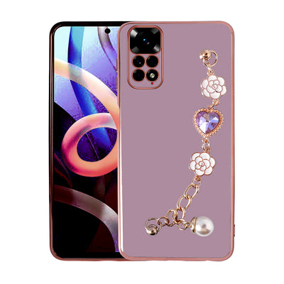 Xiaomi Redmi Note 11 Global Kılıf El Tutamaçlı Kamera Korumalı Zore Taka Silikon Kapak Mor