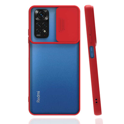Xiaomi Redmi Note 11 Global Kılıf Zore Lensi Kapak Kırmızı