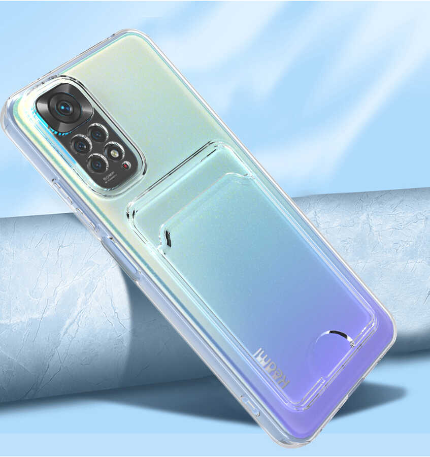 Xiaomi Redmi Note 11 Pro 5G Kılıf Kartlıklı Şeffaf Zore Setra Clear Silikon Kapak Renksiz