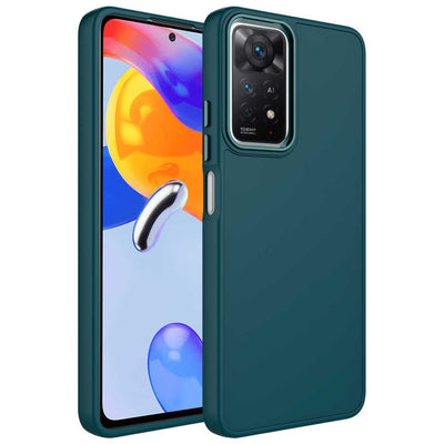 Xiaomi Redmi Note 11 Pro 5G Kılıf Metal Çerçeve ve Buton Tasarımlı Silikon Zore Luna Kapak Lavendery Gray