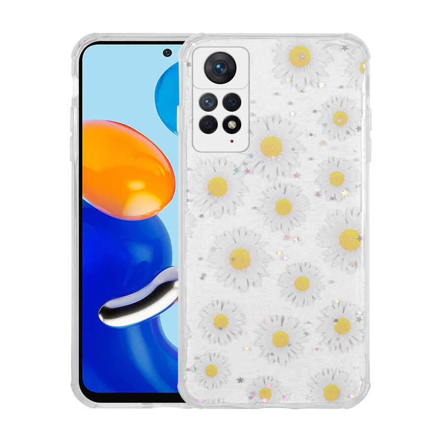 Xiaomi Redmi Note 11 Pro 5G Kılıf Simli Desenli Kamera Korumalı Parlak Zore Popy Kapak