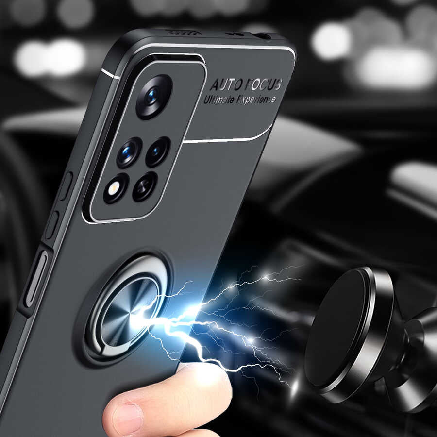 Xiaomi Redmi Note 11 Pro 5G Kılıf Zore Ravel Silikon Kapak Siyah-Kırmızı