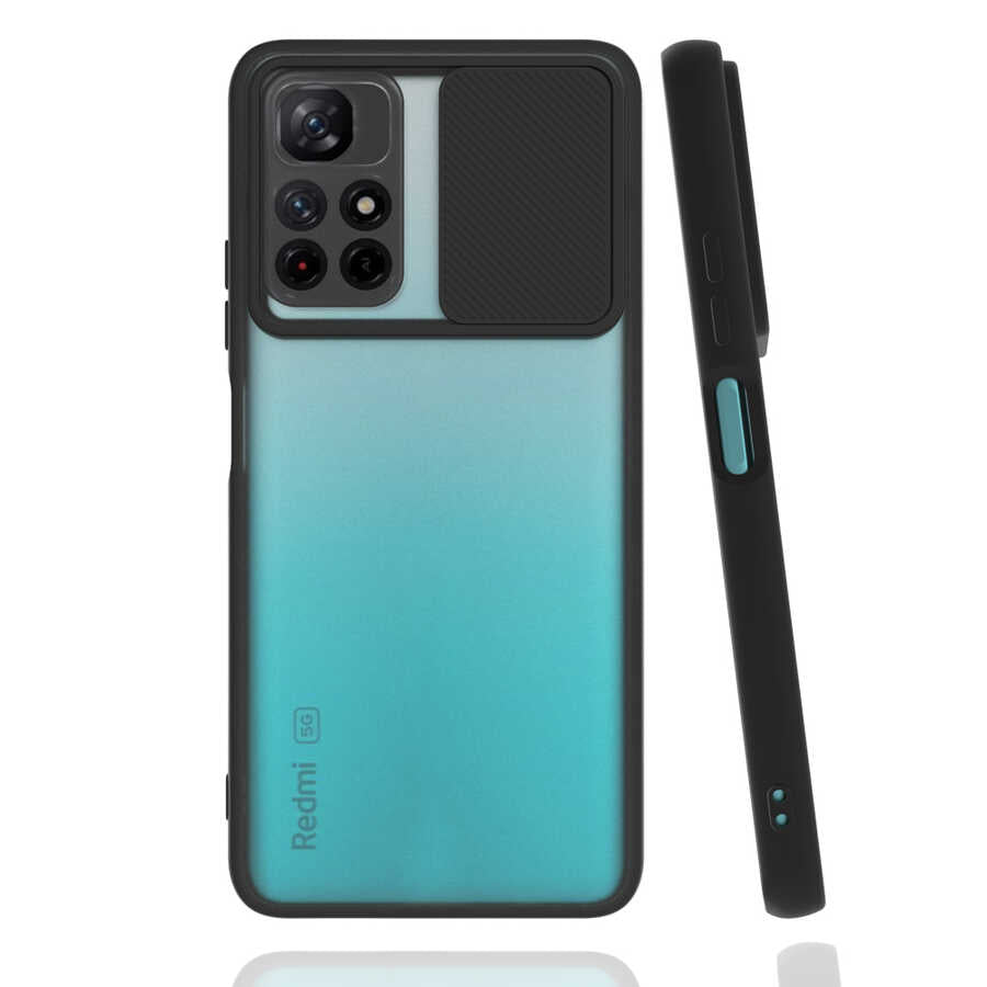 Xiaomi Redmi Note 11T 5G Kılıf Zore Lensi Kapak Siyah