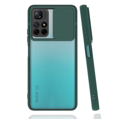 Xiaomi Redmi Note 11T 5G Kılıf Zore Lensi Kapak Koyu Yeşil