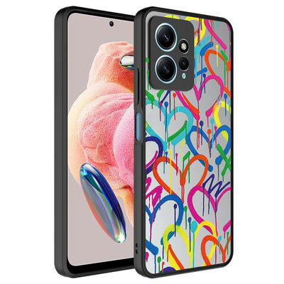 Xiaomi Redmi Note 12 4G Kılıf Aynalı Desenli Kamera Korumalı Parlak Zore Mirror Kapak Kalp