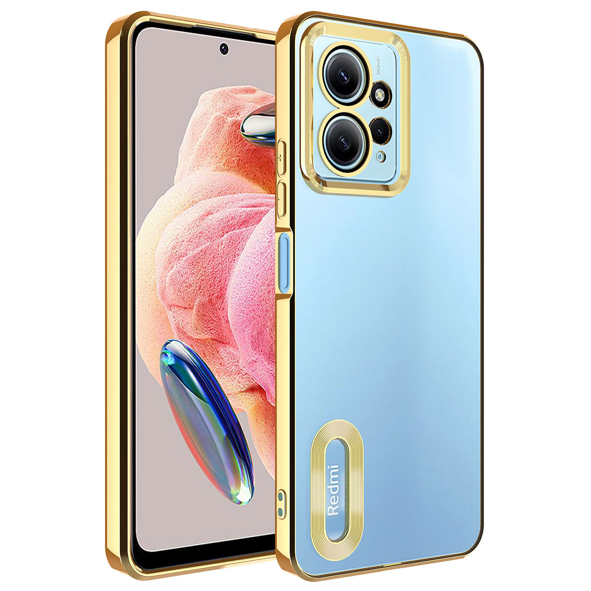 Xiaomi Redmi Note 12 4G Kılıf Kamera Korumalı Logo Gösteren Zore Omega Kapak Sierra Mavi