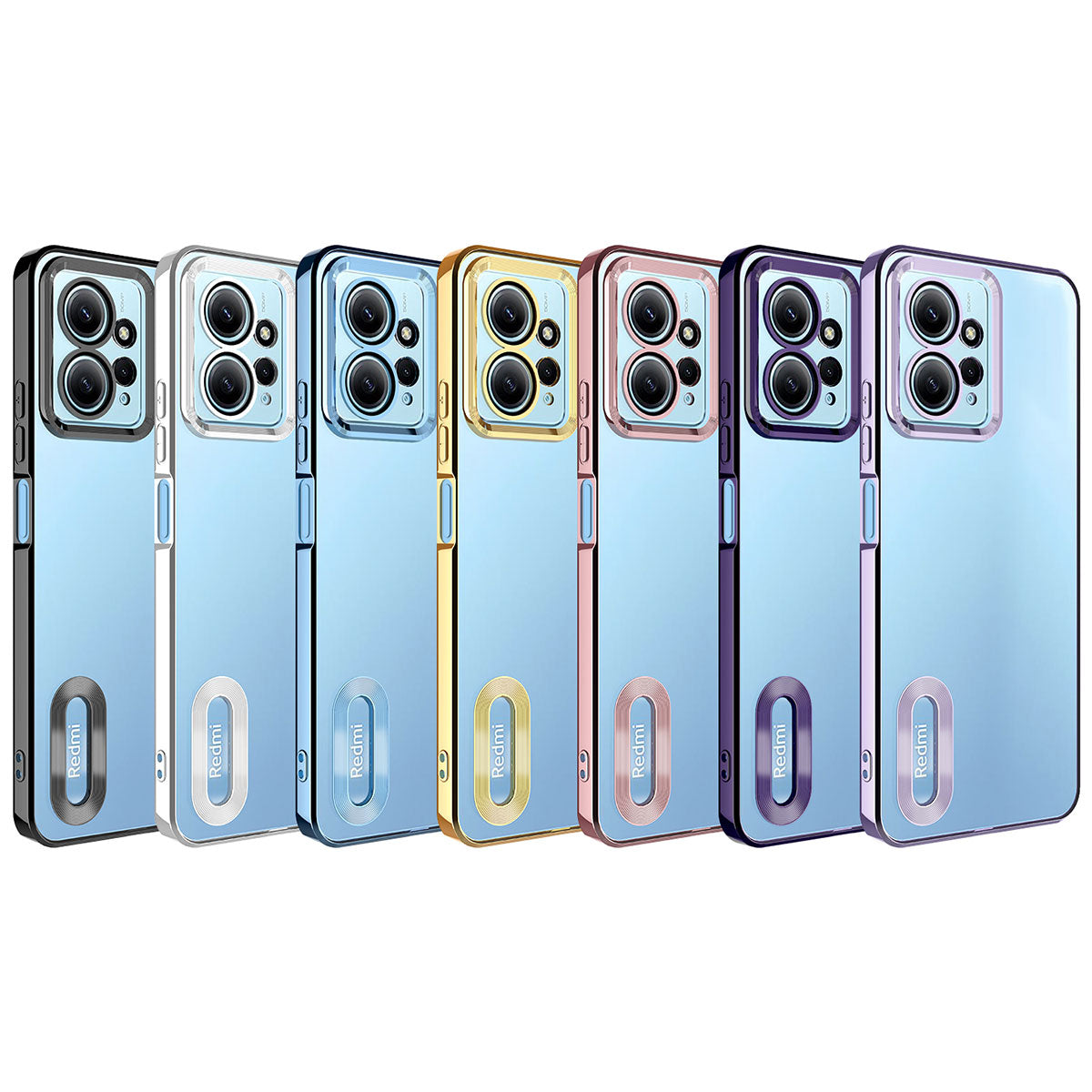 Xiaomi Redmi Note 12 4G Kılıf Kamera Korumalı Logo Gösteren Zore Omega Kapak Rose Gold