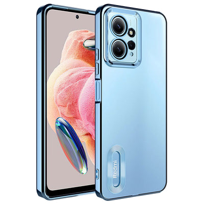 Xiaomi Redmi Note 12 4G Kılıf Kamera Korumalı Logo Gösteren Zore Omega Kapak Sierra Mavi