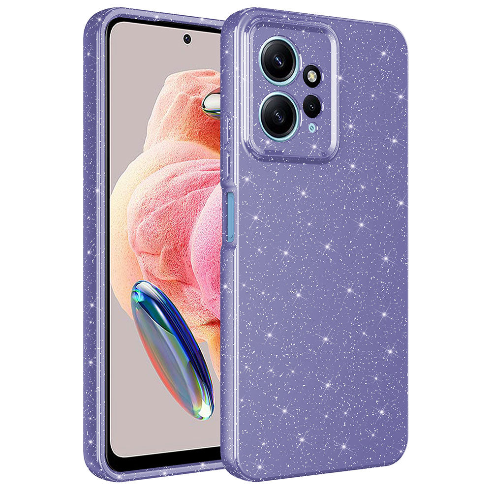 Xiaomi Redmi Note 12 4G Kılıf Kamera Korumalı Simli Lüks Zore Koton Kapak Mor