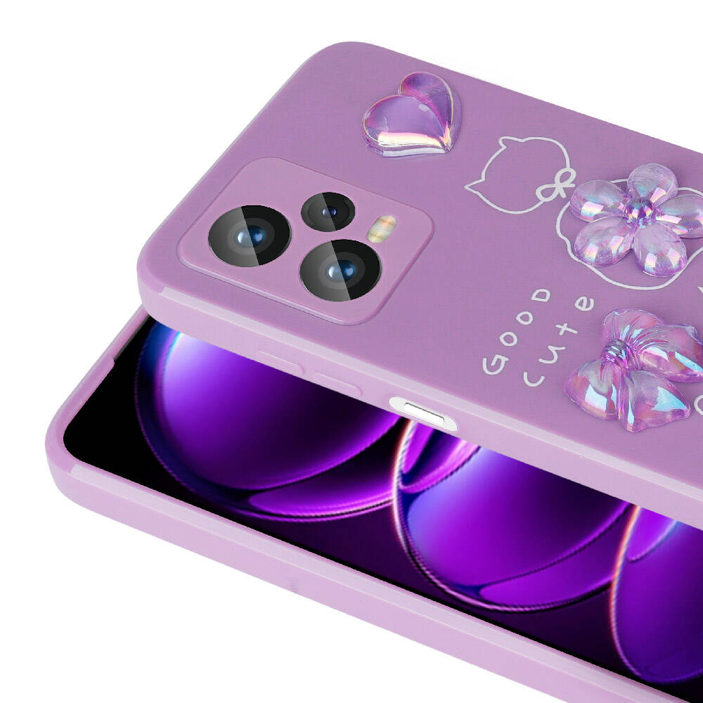 Xiaomi Redmi Note 12 Pro Plus 5G Kılıf Kabartma Figürlü Parlak Zore Toys Silikon Kapak Pembe