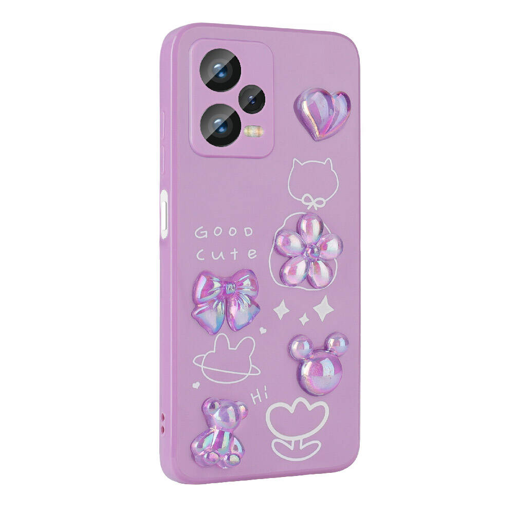 Xiaomi Redmi Note 12 Pro Plus 5G Kılıf Kabartma Figürlü Parlak Zore Toys Silikon Kapak Beyaz