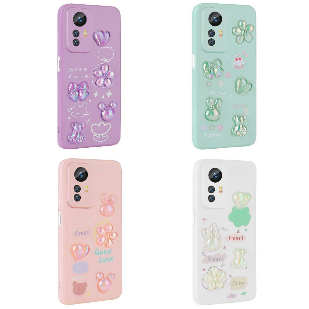 Xiaomi Redmi Note 12S Kılıf Kabartma Figürlü Parlak Zore Toys Silikon Kapak Beyaz