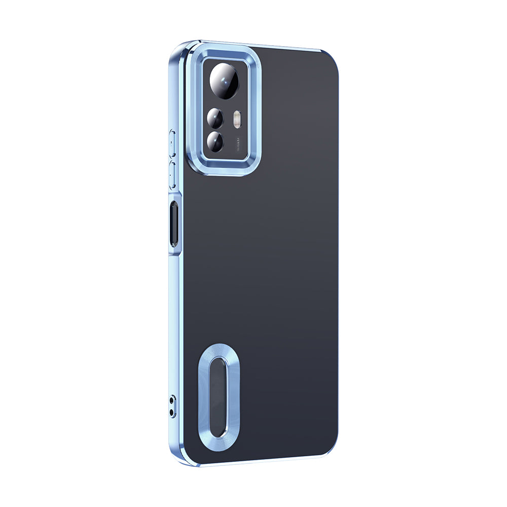 Xiaomi Redmi Note 12S Kılıf Kamera Korumalı Logo Gösteren Zore Omega Kapak Gümüş