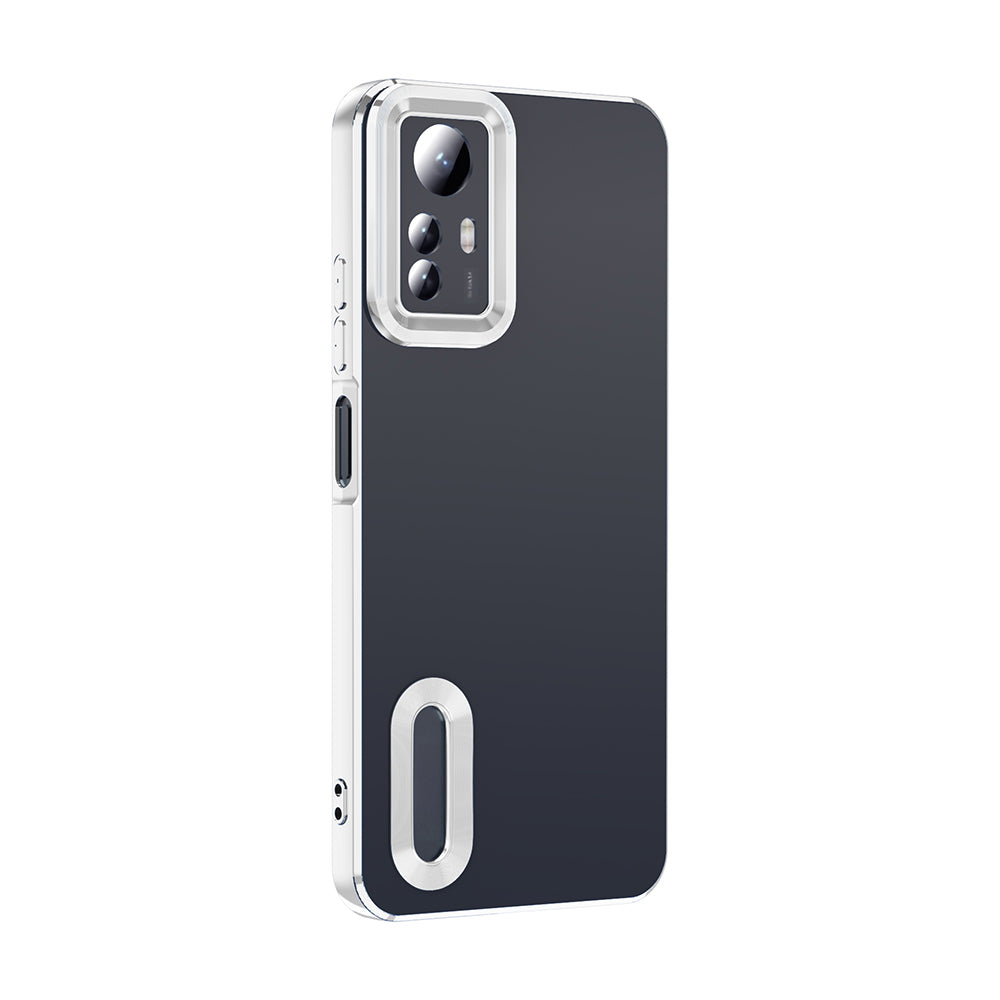 Xiaomi Redmi Note 12S Kılıf Kamera Korumalı Logo Gösteren Zore Omega Kapak Gümüş