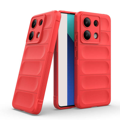 Xiaomi Redmi Note 13 4G Kılıf Esnek TPU Oyuklu Arka Yüzey Tasarımlı Zore Etnik Silikon Kapak Kırmızı