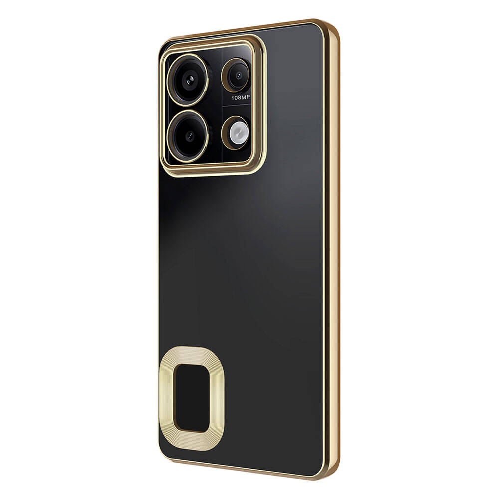 Xiaomi Redmi Note 13 4G Kılıf Kamera Korumalı Logo Gösteren Zore Omega Kapak Gold