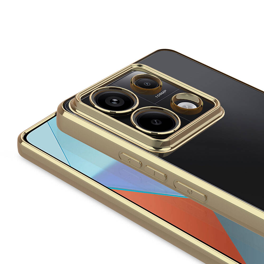 Xiaomi Redmi Note 13 4G Kılıf Kamera Korumalı Logo Gösteren Zore Omega Kapak Rose Gold