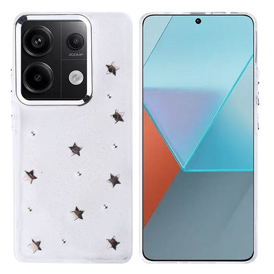Xiaomi Redmi Note 13 Pro 4G Kılıf Airbag Tasarımlı Simli Şeffaf Zore Kutup Kapak Yıldız