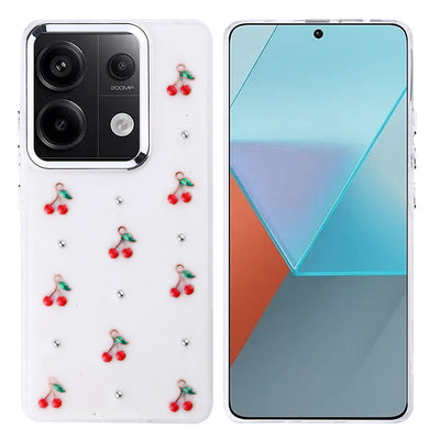 Xiaomi Redmi Note 13 Pro 4G Kılıf Airbag Tasarımlı Simli Şeffaf Zore Kutup Kapak Kiraz