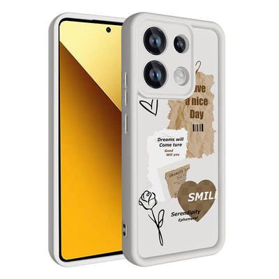 Xiaomi Redmi Note 13 Pro 4G Kılıf Kamera Korumalı Baskılı Arka Yüzey Zore Klas Kapak Beyaz